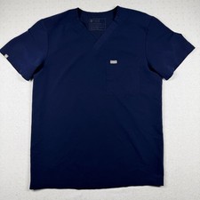 FIGS Leon Three Pocket Scrub Top Men  s Small Navy Blue V Neck FIONx