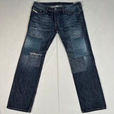 Diesel Safado Regular Slim Straight Patchwork Jeans Dark Wash 36x30 Made in USA