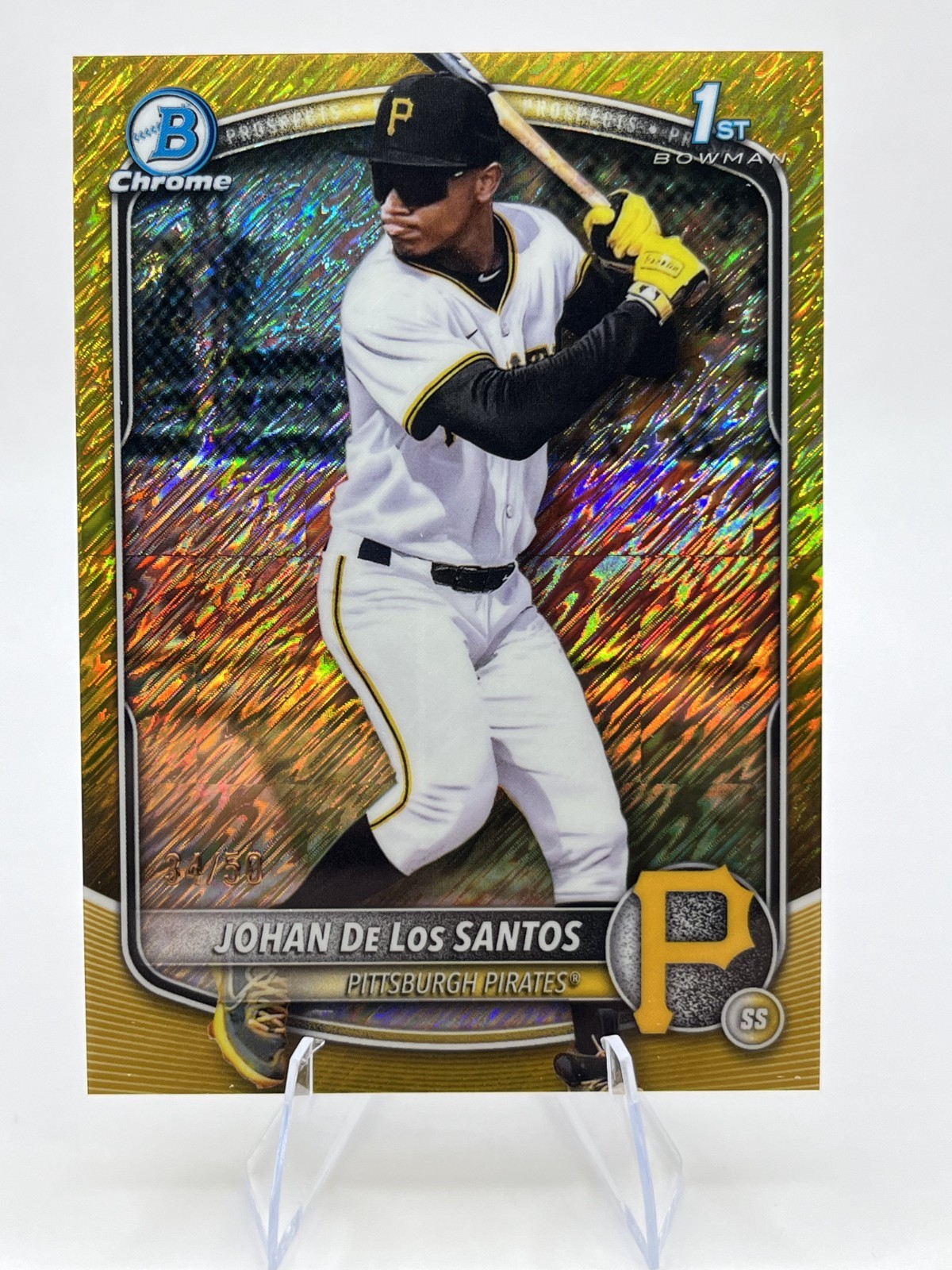 Johan De Los Santos 1st Bowman Gold Shimmer /50 - 2025 Bowman Chrome - Pirates