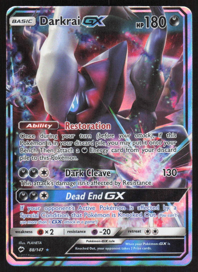 Darkrai GX Holo 88/147 NM SM - Burning Shadows Pokemon Card