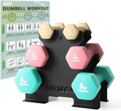 PhysKcal 18/30 kg Hantelset mit Stahlständer | Ideal für Kraft zu Hause