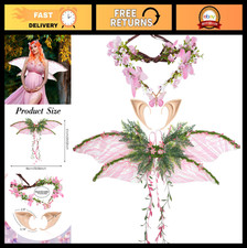 Fairy Wings Set for Adults - 3 PCS Elf Ears, Butterfly Wings Flower Crown - Ha