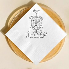 Personalized Pet Wedding Napkins   Dog Couple Cocktail Set