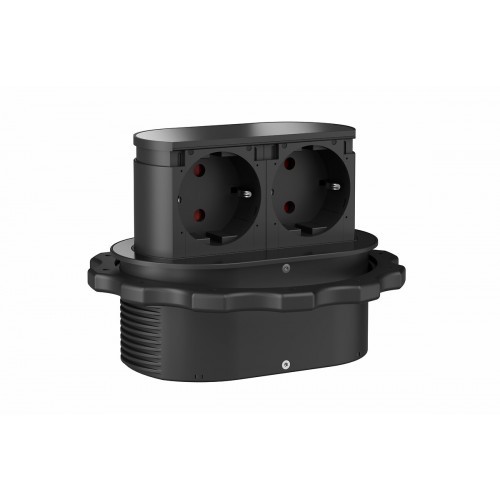 Bloc multiprise encastrable 2 prises noir mat Piccolino Synercia
