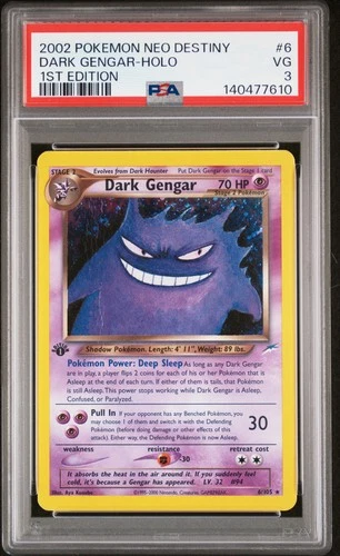 2002 POKEMON NEO DESTINY 1ST ED #6 DARK GENGAR-HOLO PSA 3