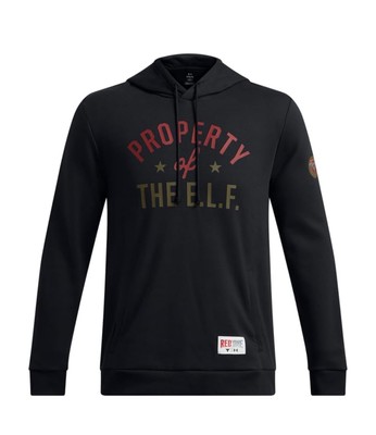 Under Armour Project Rock Red One ELF Hoodie Mens L Black Pullover Movie E.L.F.