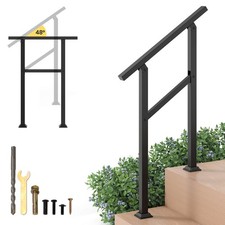 Handrail for Outdoor Steps w/Flexible Angle Adjustment Installation Kit for Deck