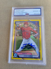 Joswa Lugo Signed 2024 Bowman Refractor Yellow #BCP237 Angels PSA AUTO 10 25/75
