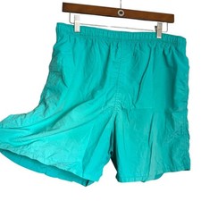 Lands End Bright Turquoise Swim Trunks Men's Large Board Shorts Net Lining