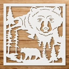 Majestic Bear Silhouette Wildlife Decor Stencil for Nature Lovers - StencilAir