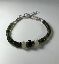 natural genuine czech moldavite with LDG & hermiker bracelet