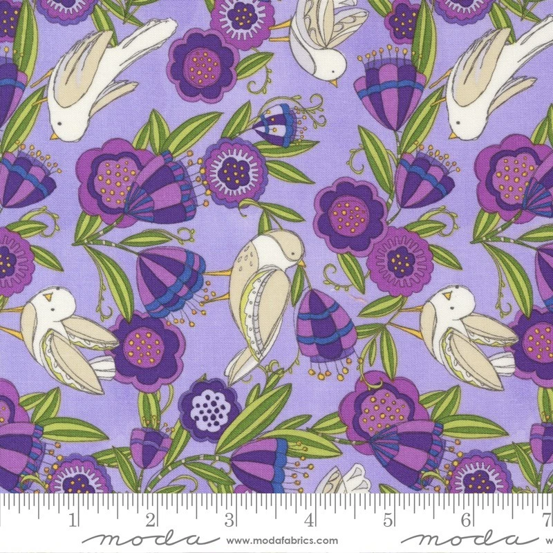 Pansys Posie, Lavender Bundle, 5 Different 1/2 yd. Prints, Total 2.5 Yds. - Image 3 of 4