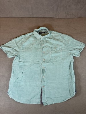 Tommy Bahama Relax Size L - Linen/Tencel Short Sleeve Button Down Light Blue