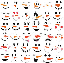 36 Pcs Snowman Face Christmas Vinyl Stickers Decals for Craft Party