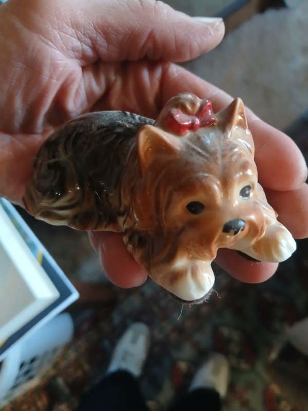 PAIR OF VTG Goebel W Germany Yorkshire Terrier Yorkie Dogs Figurine 6.25"h