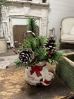 Vintage Ceramic Christmas Santa Planter & Sack w/ Candy Canes & Greenery Rare! — photo 1