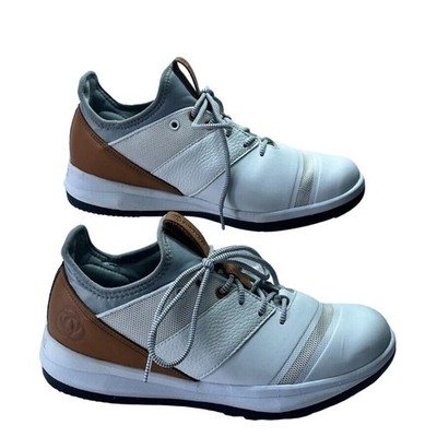 Athalonz EnVe Sneakers Mens 9 Performance Spikeless Golf Shoes White Tan Lace Up