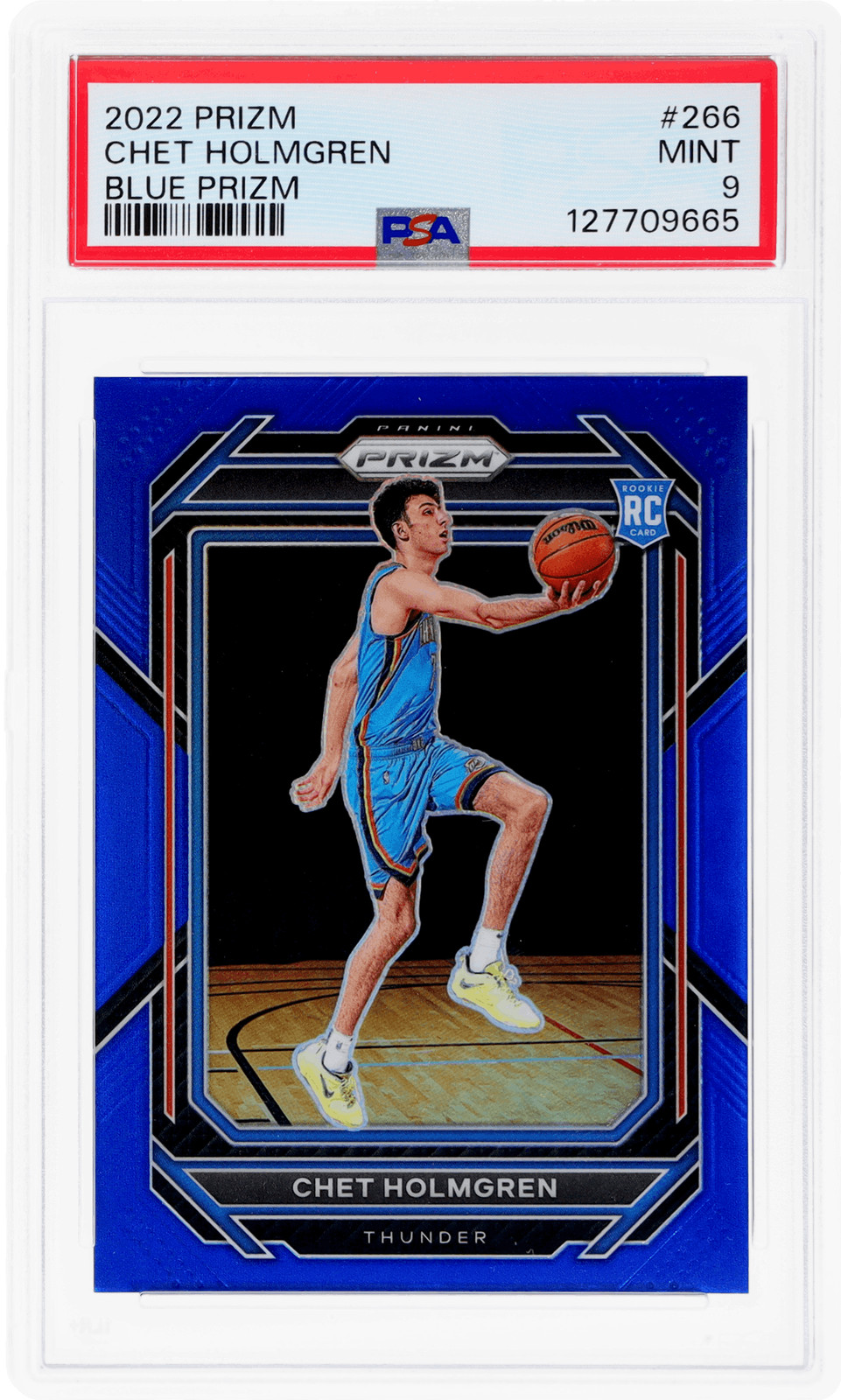 2022 Panini Prizm Chet Holmgren Blue Prizm #266 /199 PSA 9 Rookie RC