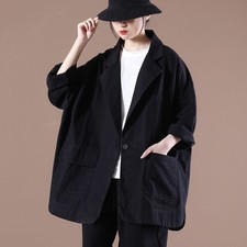 Womens Korean Fashion Oversize Loose One Button Lapel Collar Blazer Outwear Coat