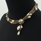 ROBERT DEMARIO vintage necklace - faux pearl multi-strand gold-tone choker READ — photo 6