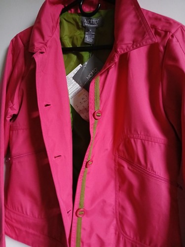 Women's Motto Magenta With Green Lining Sport Casual Jacket Zipper Pockets... - Picture 11 of 13
