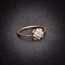 Pave 0,40 Cts Runde Baguette Cut Natürlich Diamanten Hochzeit Ring In 18K Gold