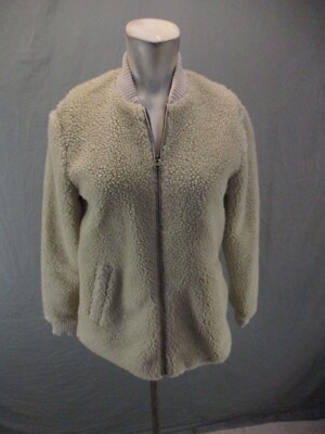 Abercrombie&Fitch Size XS Womens Beige Full Zip Pocket Sherpa Bomber Jacket 305