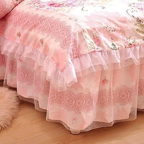 Cotton Bedding Set Ruffles Korean Bed Set Lace Bed Skirt Set Princess