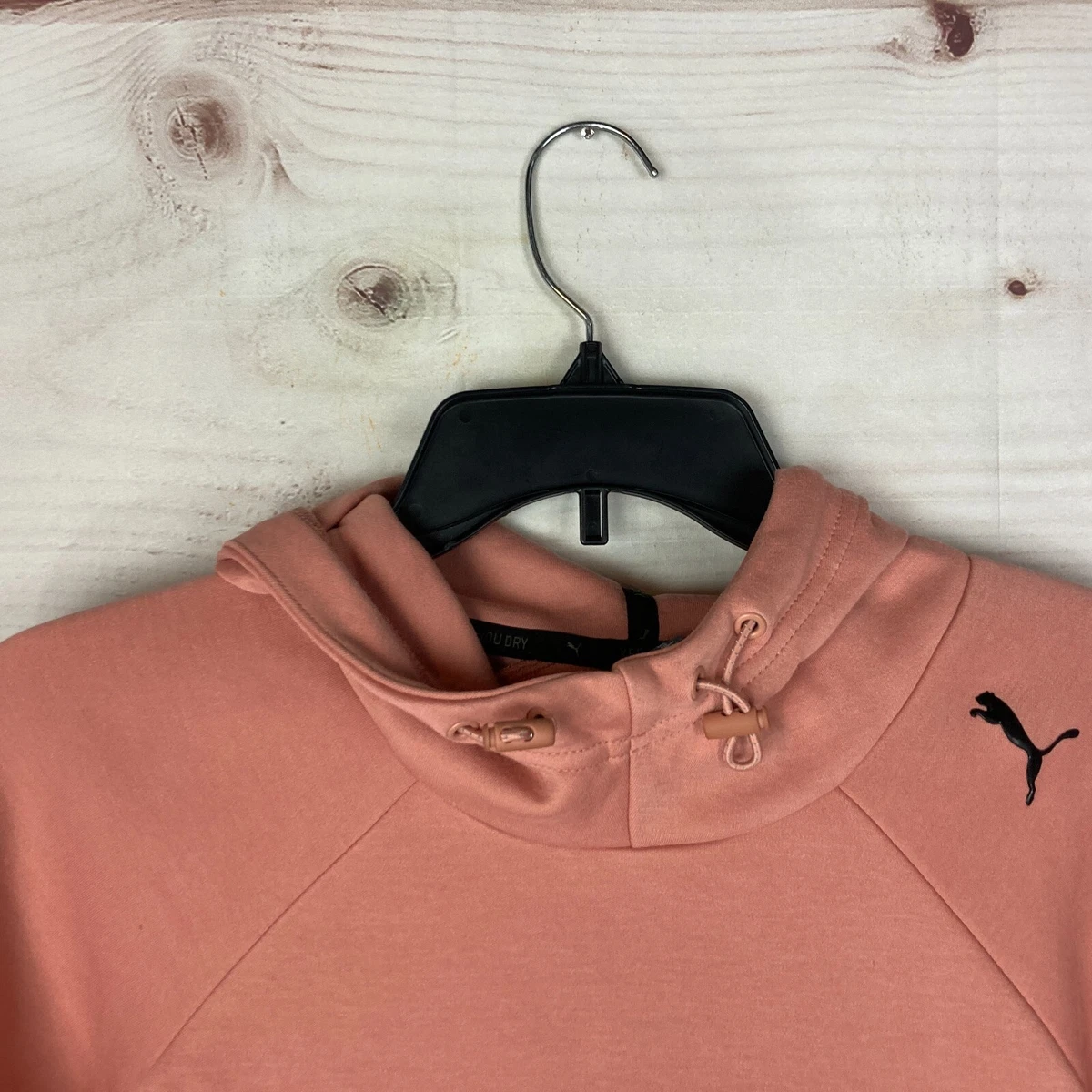 Puma EvoStripe Moto Hoodie Sweatshirt Womens Small Pink Solid Pullover  Stretch | eBay