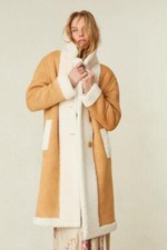 Love Shack Fancy Chestnut Faux Suede & Shearling Arlington Coat Size Xs $695