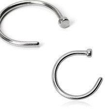 PAIR 18G 20G 22G STEEL NOSE CLIP ON HOOP TRAGUS EAR CARTILAGE SEAMLESS RING 021