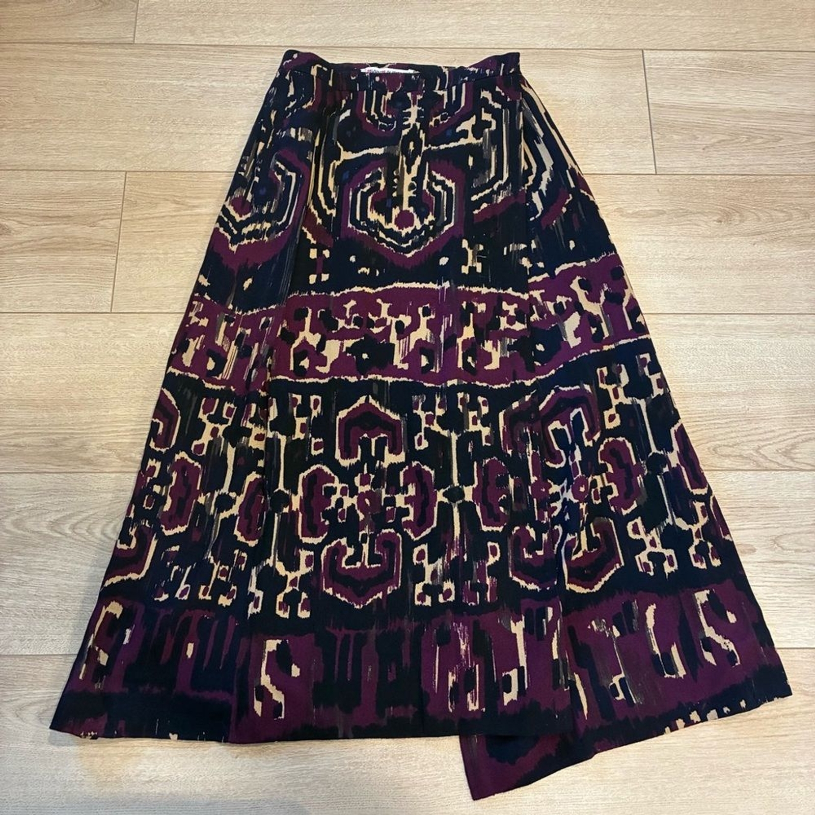 Gonna midi vintage Yves Saint Laurent Ikat lana azteca avvolgente taglia 42 XS *LEGGI