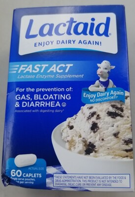 Lactaid Fast Act Lactase Enzyme Supplement 60 Caplets Exp 08/2027