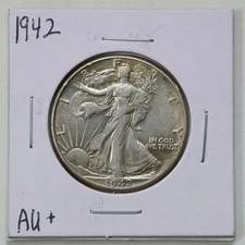 1942 50C Walking Liberty Half Dollar in AU+ Condition #11233