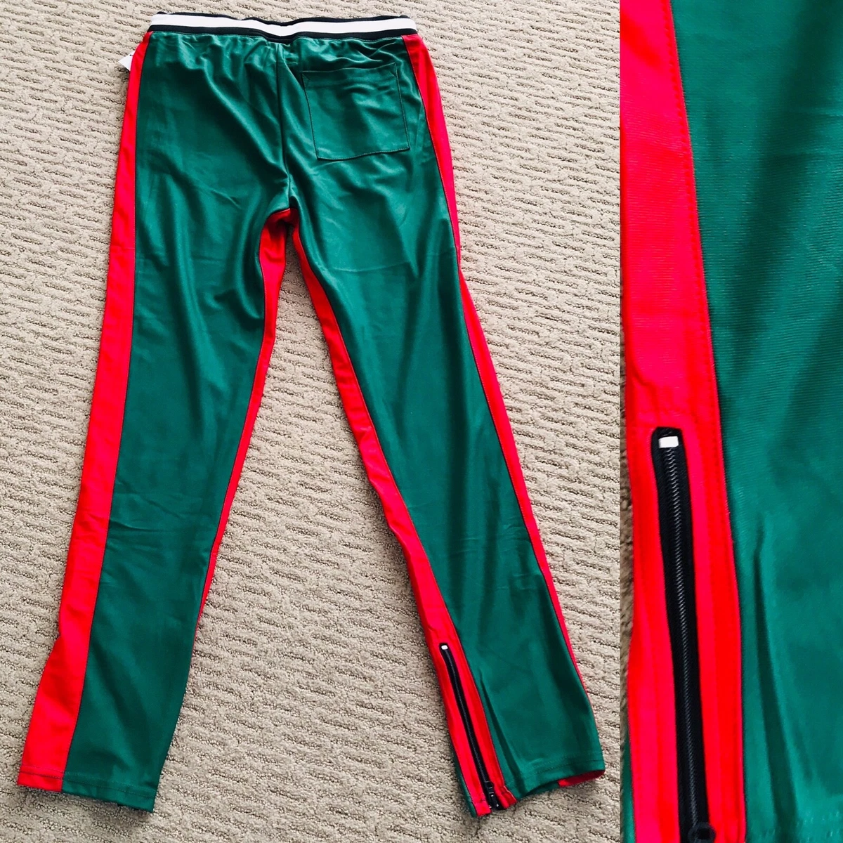 NWT RAW YARN INDUSTRIES Green and Red Men s JOGGER Sweat PANTS L