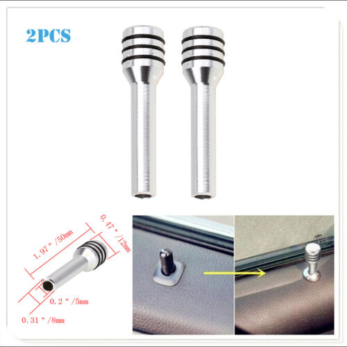 2Pcs Car Auto Interior Door Locking Lock Knob Pull Pin Cover Silver Accessories