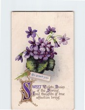 Postcard Greeting Card with Poem and Flowers Embossed Art Print