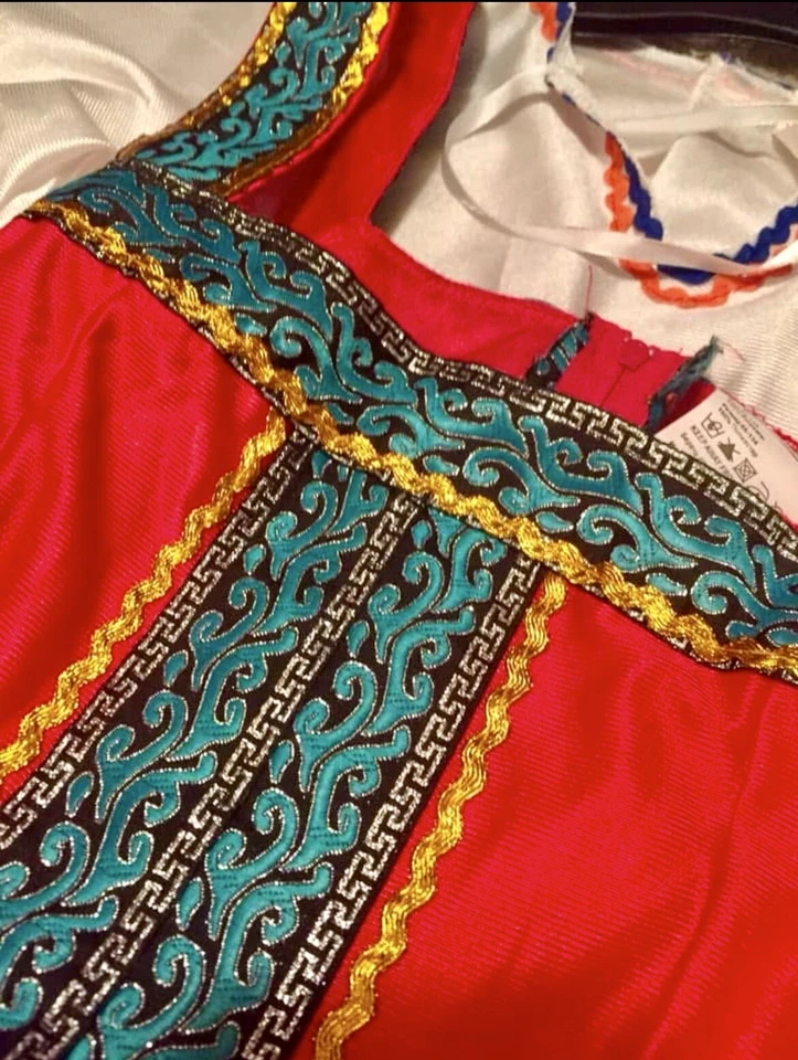 Niñas Disfraz Tradicional Ruso Halloween Cumpleaños Fiesta Vestido con Tocado Foto 2 de 4