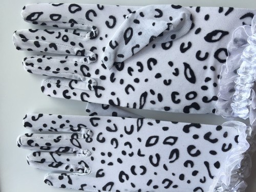 Women Lady Sexy Black White leopard print Lace Fancy Party short Costume Gloves  - Bild 9 von 15