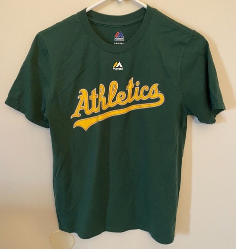 BRETT LAWRIE #15 Oakland Athletics Majestic Green MLB TShirt Youth Size L 14/16 - Picture 1 of 4