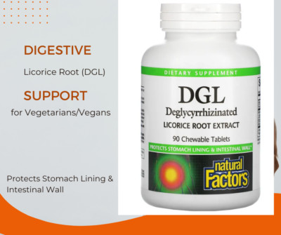 Natural Factors, DGL, Deglycyrrhizinated Licorice Root Extract, 90 Chewable Tabl