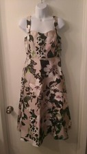 Adrianna Papell Floral Print Dress Sz 0 - Taupe Mult - NWT Style AP1E205407