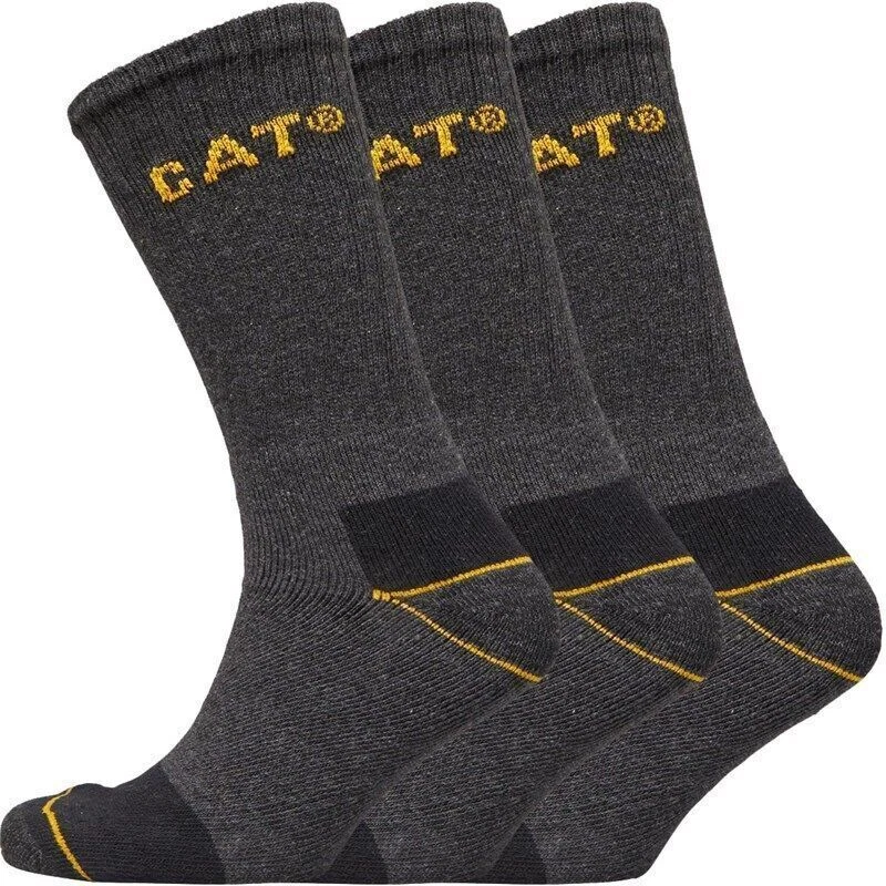 6 Pairs of Cat Caterpillar Combed Cotton Work Socks (7-13 UK)