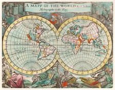 11230.Decoration Poster.School Office Wall decor.1682 Map of d World.Hemisphere