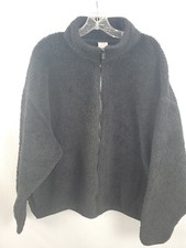Pink Victorias Secret Black Sherpa Zip Front Jacket with Pockets Size XXL