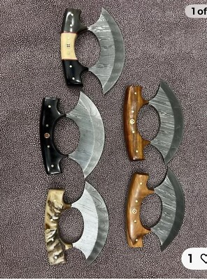 6-Pcs  Lot Ullu-5/13 Inch Damascus knife wood handle with leadher sheath