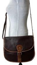 ILI New York Crossbody Saddle Bag Brown Leather Handbag Purse