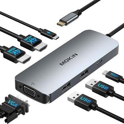 USB C 7 in 1 Dockingstation HDMI*2, USB*2, VGA*1, PD*1, USB C*1 Win OS / Mac OS
