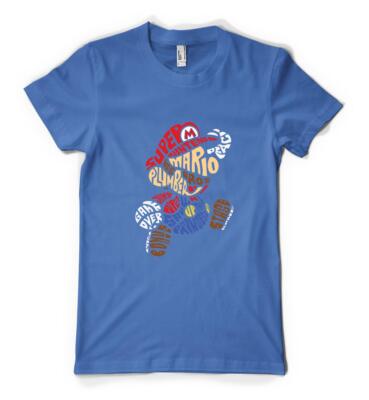 Personalisiertes Mario Wortwolke Super Bros Klempner Gaming Erwachsene und Kinder T-Shirt