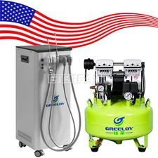 ETERFANT Dental Suction Unit With Vacuum Pump/Oil-Free Air Compressor 24L US